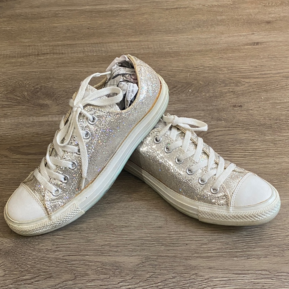 *Converse Chuck Taylor Silver Glitter Sneakers (Women's Size 10)